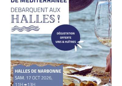 Communiqué de presse: l’AOP Picpoul de Pinet s’invite aux Halles de Narbonne -17 octobre 2026 -11h à 13h